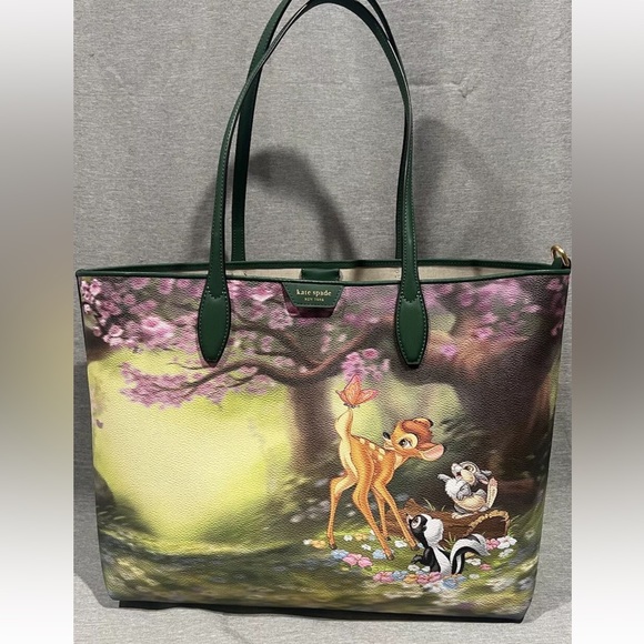 Disney x Kate Spade Bambi Thumper Sutton Tote Bag Purse Forest Scene NWT - Picture 7 of 17